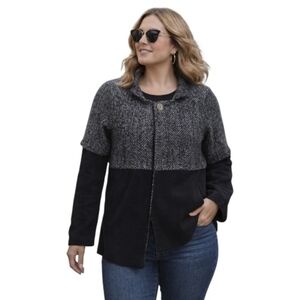 Vintage Helena Quinn black white herringbone colorblock coat small